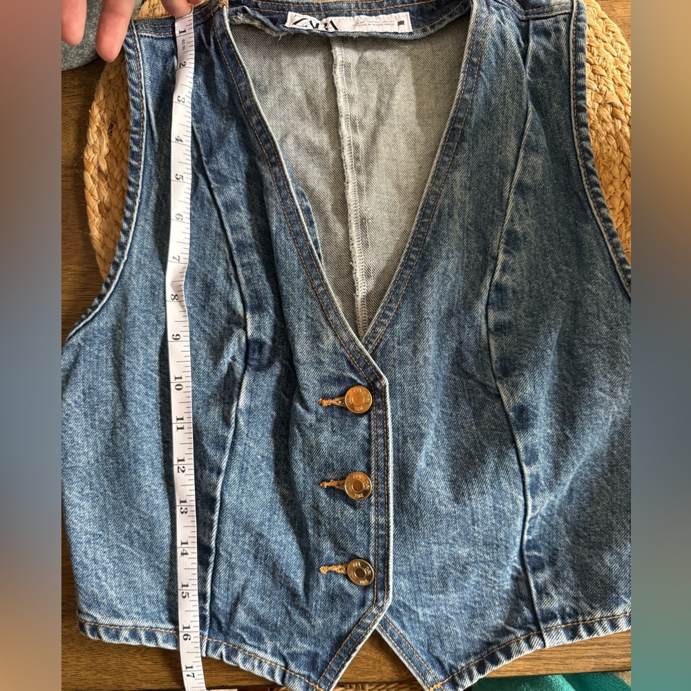 Zara Cropped Classic Blue Denim Vest - Picture 6 of 6